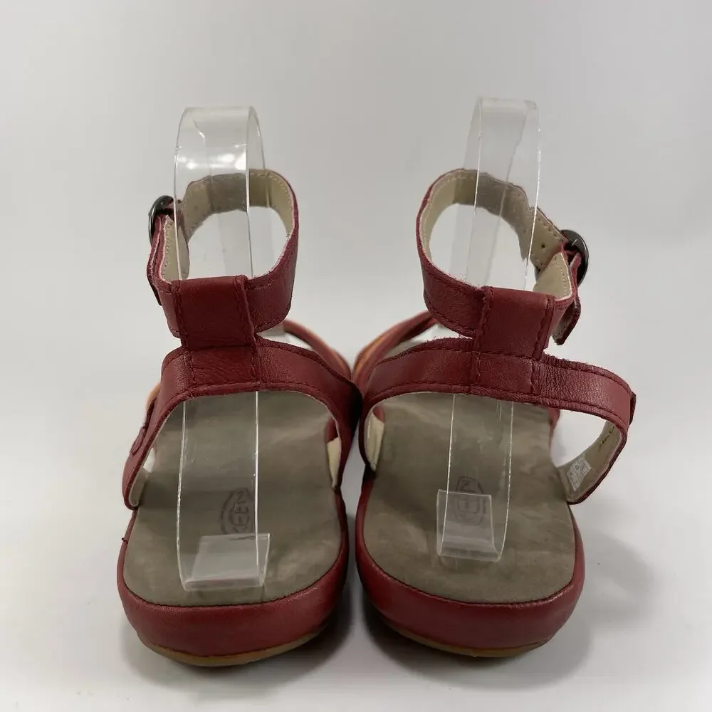 Keen Emerald City Ankle II Sandal Womens Size 7 Red Leather Ankle Strap